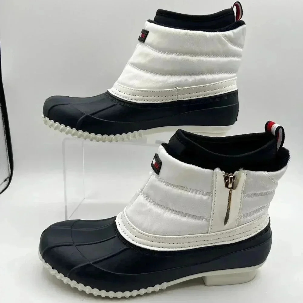 Tommy Hilfiger Womens 8 M Roana Zip Up Duck Booties Blue and white cozy classic - Picture 5 of 14